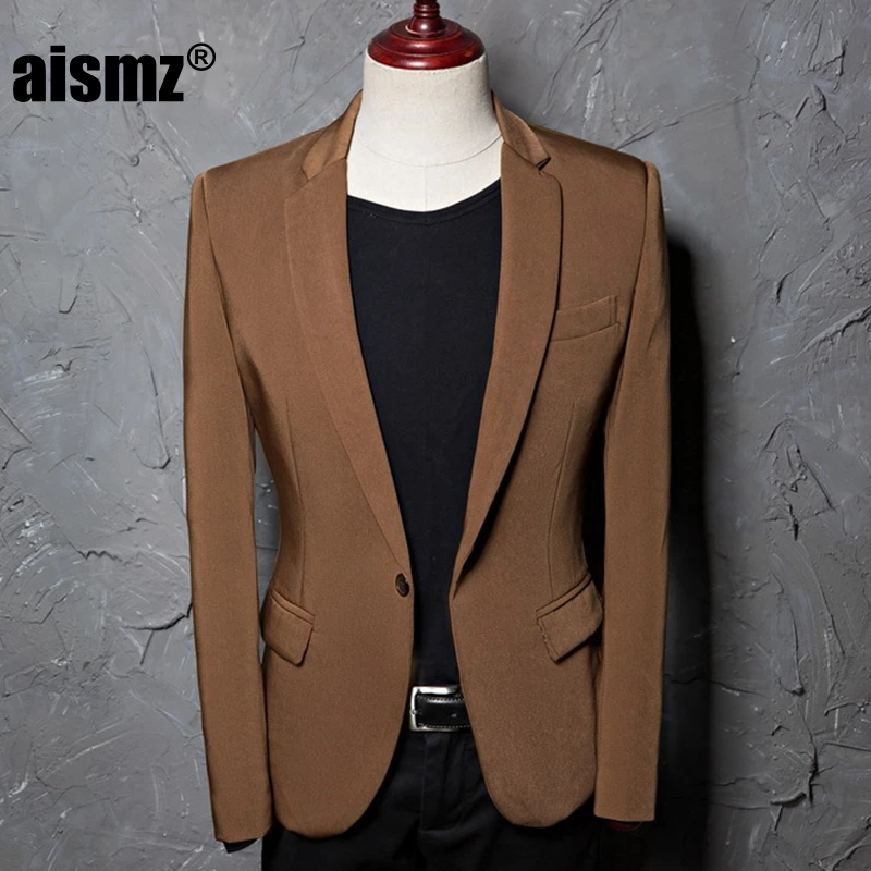 Aismz Brand Casual Mens Black Suit Jacket Banquet Party Wedding Groomsman Business Blazer Masculino Stage Costumes For Singers - Цвет: 8