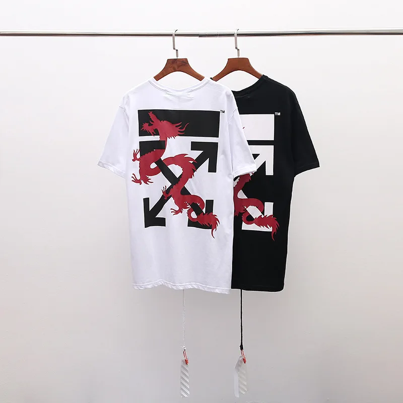 19SS OFF-WHITE Новая мужская парная футболка с Короткими Рукавами Летняя свободная футболка из хлопка