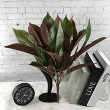 50cm9 Fork Artificial Magnolia Leaf Branch Plastic Tropical Plant Leaf Green Indoor Potted Wedding Garden Living Room Decoration
