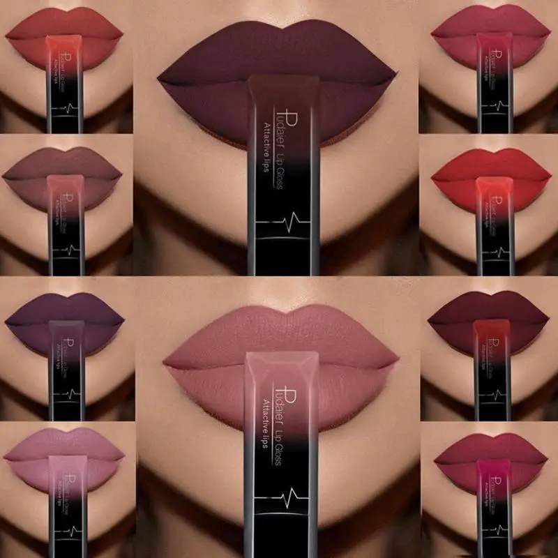 

21 Colors Lip Gloss Cosmetics Long Lasting Pigment Metallic Sexy Red Lip Tint Velvet Matte Nude Liquid Lipstick Makeup Gift KH60