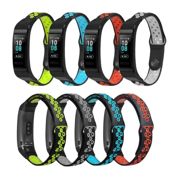 

OOTDTY Anti Scratch Soft Silicone Wrist Strap Two-tone Watchband Replacement for Huawei Band 3/3 Pro Smart Watch Accessories
