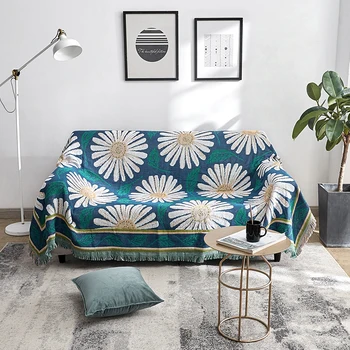 

Pastoral Chrysanthemum sofa blanket Throw Blanket sofa Decor Slipcover for Sofa Bed Plane Travel Plaid knitted Non-slip blankets