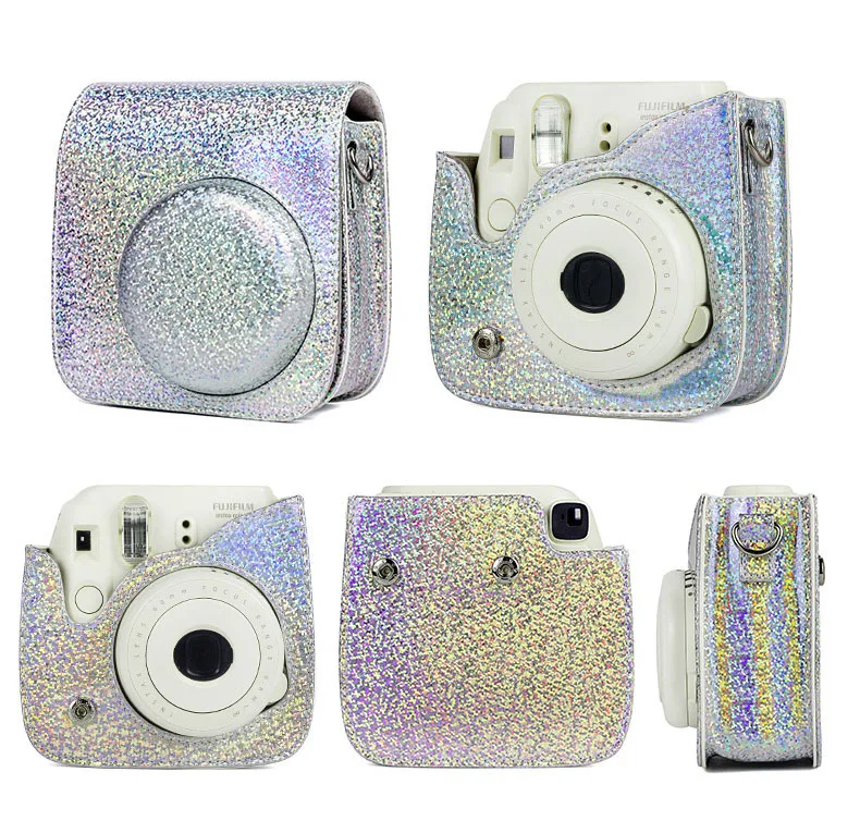 Fujifilm Instax Mini 9 Mini 8 мгновенная пленка камера Чехол голографический Кристалл Блестящий лазер наплечный ремень сумка защитный чехол