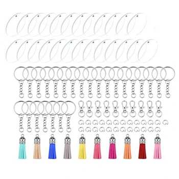 

Acrylic Keychain Blanks, 25 Pcs 2 Inch Diameter Round Acrylic Clear Discs Circles with Metal Split Key Chain Rings