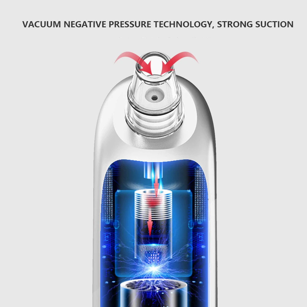 Пылесос для удаления угрей, пористая кожа, инструменты для ухода за угреми, вакуумный прибор для удаления угрей и носа, глубокое очищение лица, всасывающая машина с 6 головками