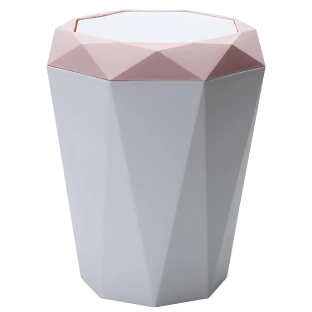 

Nordic Style Flap Type Trash Can Innovative Diamond Shape Garbage Container Bin for Kitchen Living Room Bathroom Home Office