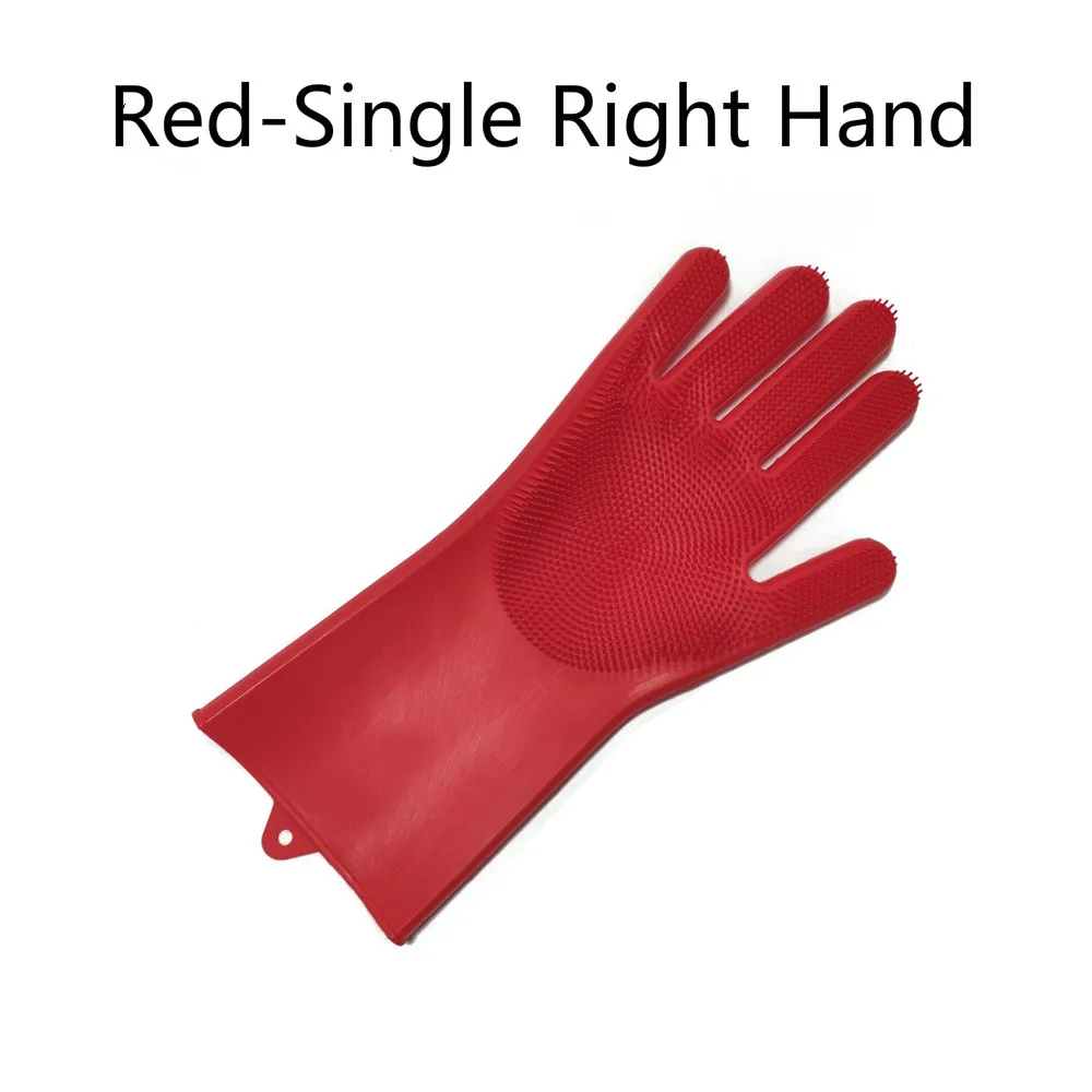 Red-Right Hand Одна силиконовая щетка для мытья посуды, перчатки для мытья автомобиля, перчатки для мытья посуды, кухонные аксессуары - Цвет: Red-Right Hand