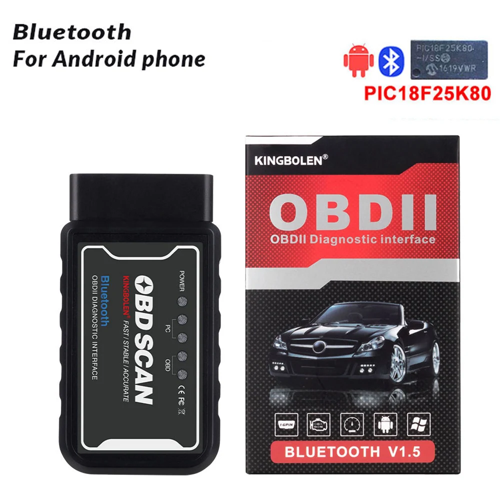 ELM327 V1.5 Bluetooth/Wifi OBD2 V1.5 Elm 327 Bluetooth PIC18F25K80 чип OBD автоматический диагностический инструмент OBDII для Android/IOS/Windows - Цвет: ELM327 Bluetooth