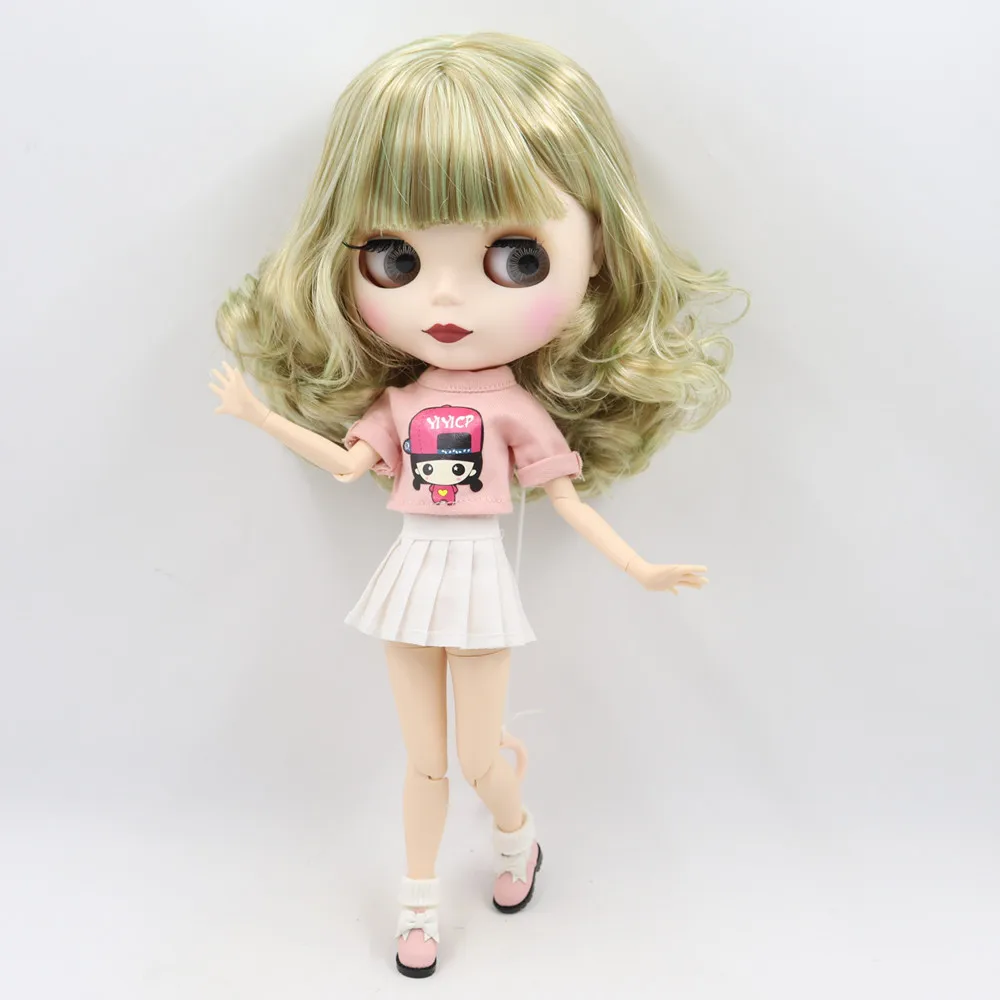 ICY 1/6 Blyth Кукла № 9400/400 зеленый смешанные волосы с белой кожей Обнаженная кукла, индивидуальные матовое лицо соединение тела