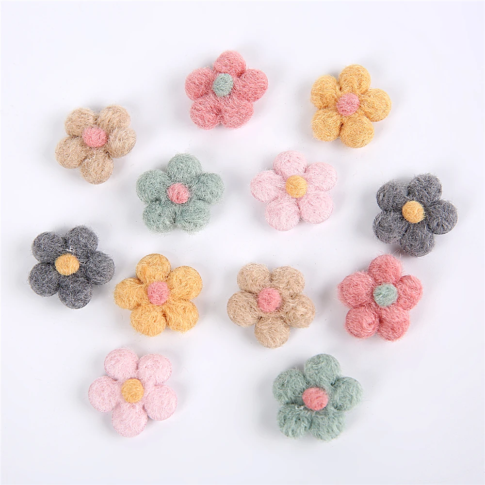 10Pcs Woolen Petals For Clothing Sewing Supplies DIY Children Hair Clip  Accessories Home Decor Wedding Patches Handmade Crafts