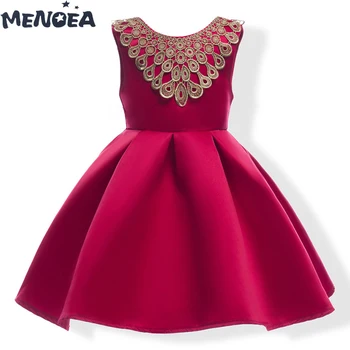 

Menoea Girls Dresses New Spring Bow Girl Kids Ball Gown Dress Golden Rim 3-8T Summer Children Party Princess Dress 2colors