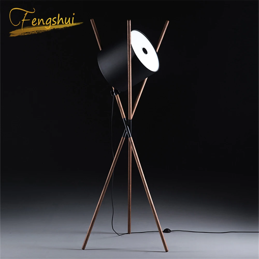 

Nordic LED Floor Lamps Walnut Living Room Floor Lights Vertical Bedroom Bedside Solid Wood Led Stand Lamp Indoor Decor Lighting