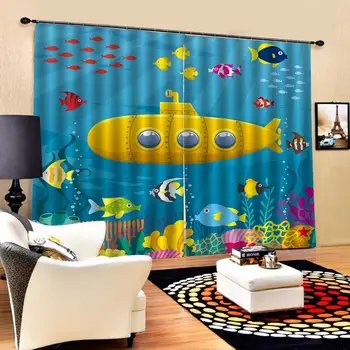 

blue curtains Window Blackout Luxury 3D Curtains set For Bed room Living room Office cartoon kids curtains