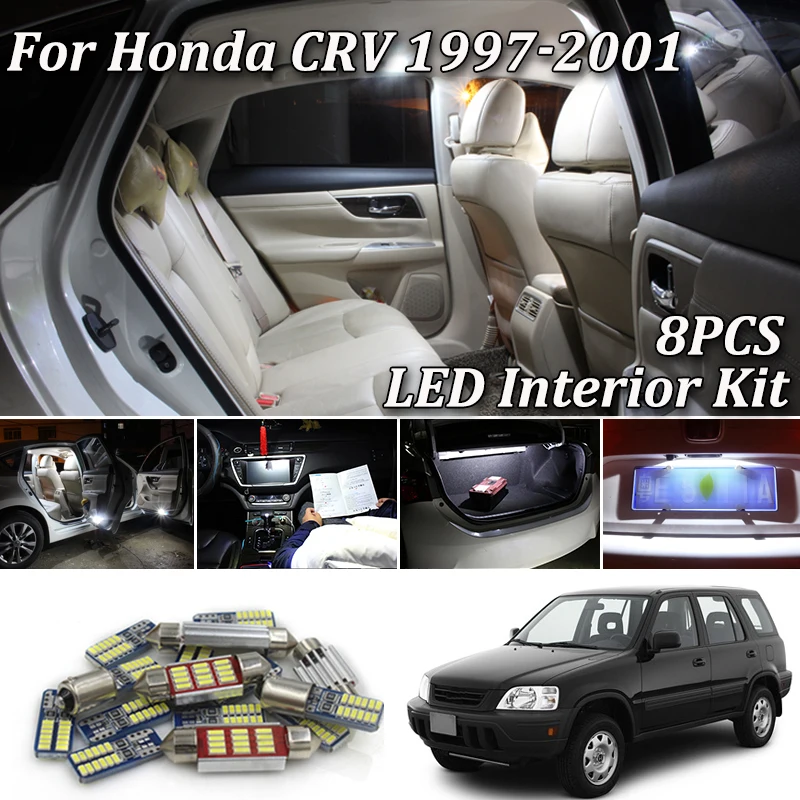 8 шт. белые светодиодные с Canbus комплект ламп для салона автомобиля Honda CRV 1 5 9 2000 2001