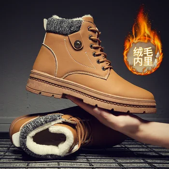 

2019 Winter New Men Warm Snow Boots Men's Shoes Outdoor Cold Proof Boots Waterproof Men's Boots High Cotton Boots Ankle Boots