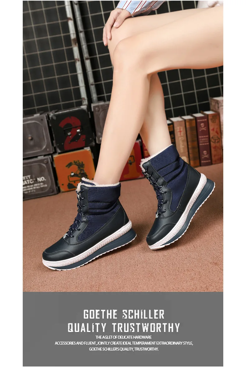 SARAIRIS Winter Waterproof Snow Boots Woman Add Fur Warm Ladies Shoes Woman Fashion Thick Heels Lace Up Boots Female Size 35-42