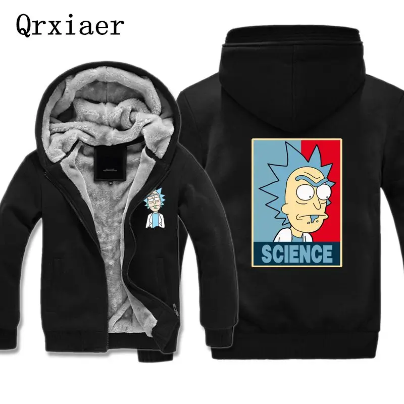 

Men Jacket Coat Print Science Cartoon Rick and Morty Hip Hop Boy Sweatshirt Cashmere Cotton Fleece Warm Thick Hoodie Winter Coat