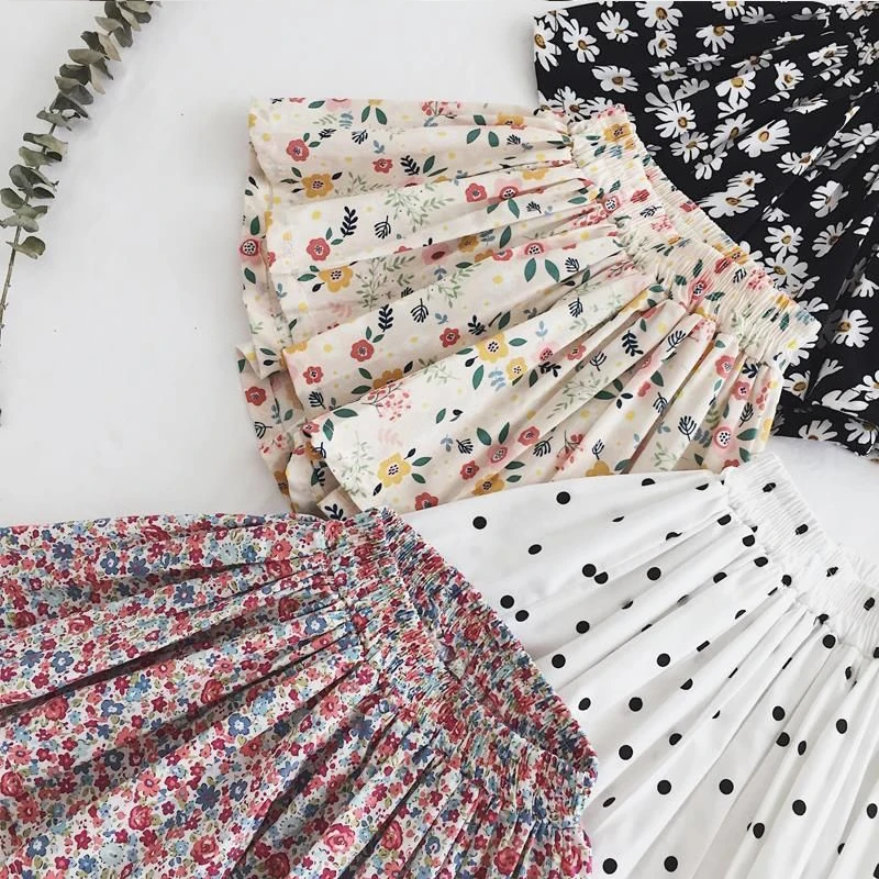 2-7Y Girls Flower Shorts Summer Clothes Cotton Wide-Leg Pants Baby Small Floral Culottes Children's Clothing kids shorts,kids trousers