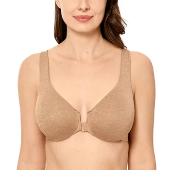 

Women's Plus Size Comfort Underwire Full Coverage Non-Foam Racerback Front Closure Bra