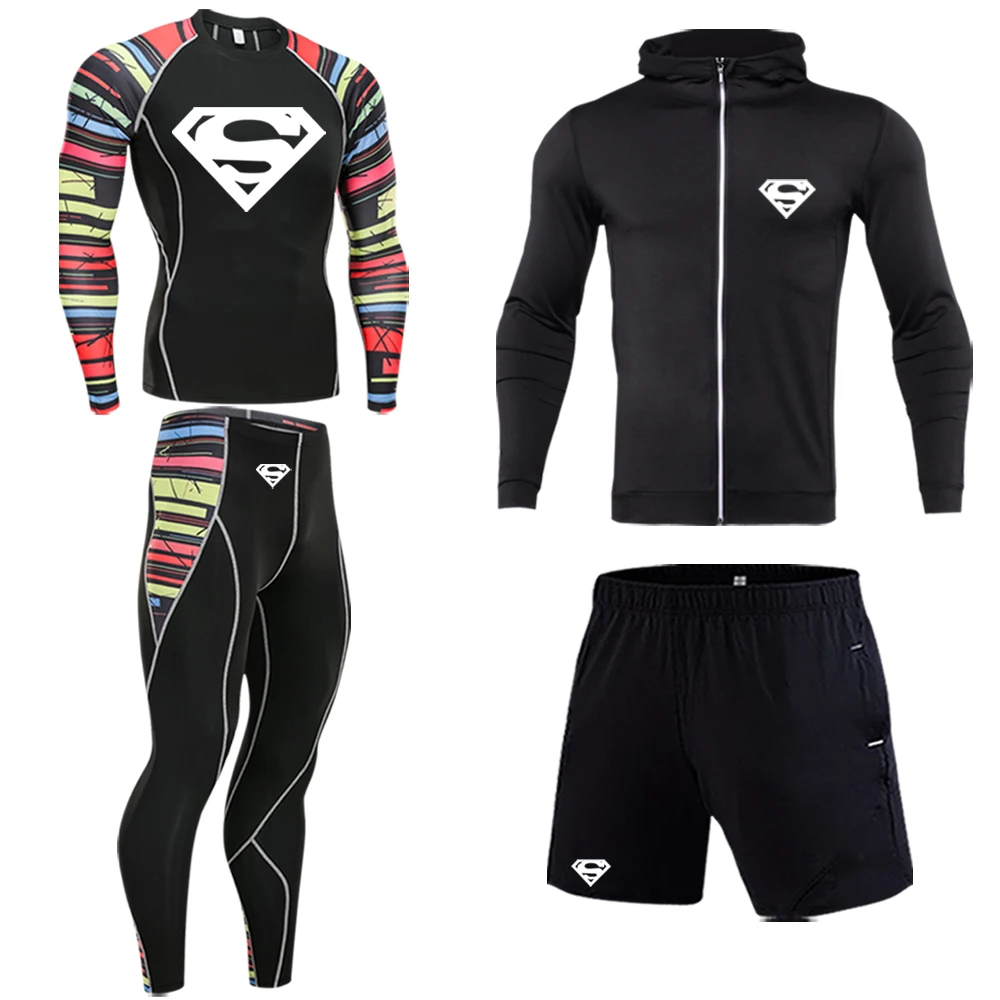 Brand high quality fashion men's suit sports compression tights MMA thermal underwear Rashgard men's quick-drying jogging suit