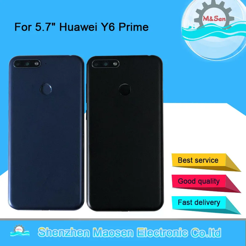 

Original M&Sen For 5.7" Huawei Y6 Prime 2018/Y6 2018 Back Battery Cover Case+Power Side Keys+Camera Frame+Glass Lens+Fingerprint