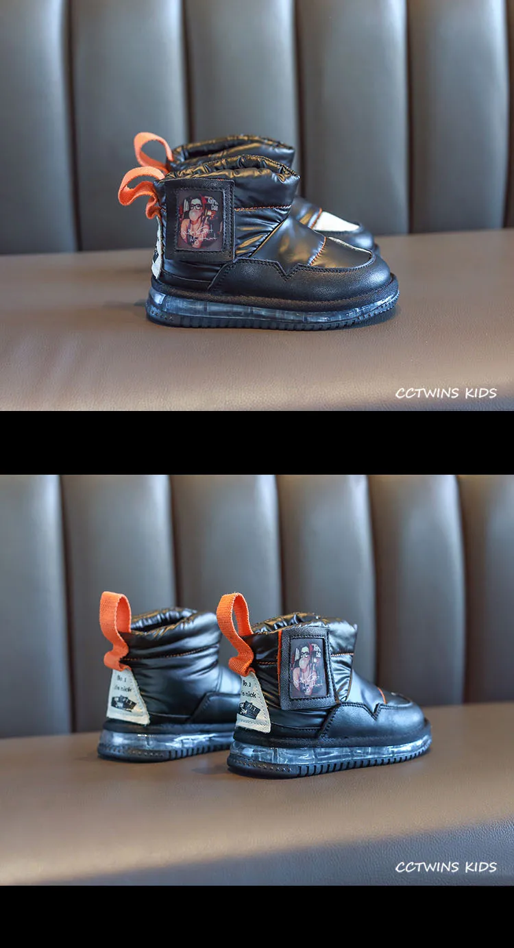 CCTWINS/детская обувь; коллекция года; зимние детские черные ботинки; брендовая теплая обувь для маленьких девочек; модные короткие ботинки для мальчиков; SNB101