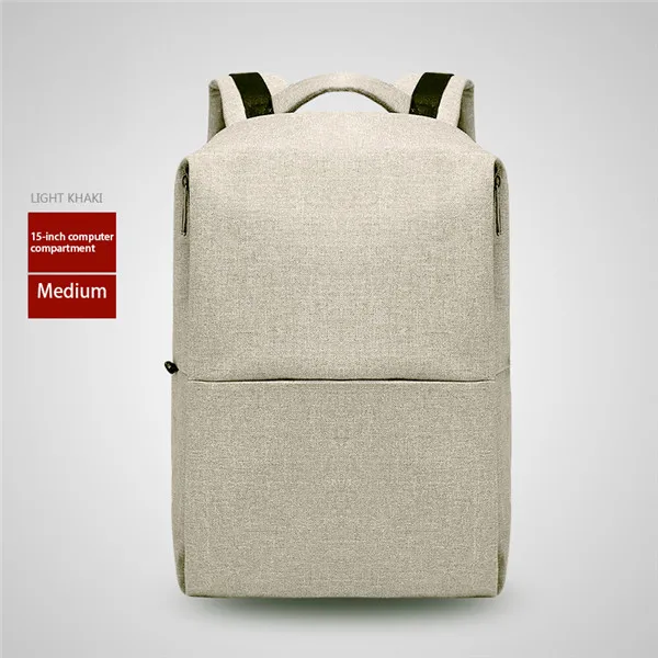 light khaki Передний Шелковый карман двойной ремень сумка Оксфорд ткань прочный тур-сумки для мужчин ноутбук рюкзак 15 дюймов бизнес-путешествия-сумки - Цвет: light khaki