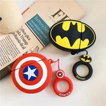 Bluetooth наушники чехол для Airpods 2 аксессуары защитный чехол сумка анти-потеря кольцо ремень милый мультфильм силиконовый Бэтмен дизайн