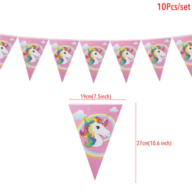 Paper Unicorn 1st Birthday Banner Happy Birthday Party Decorations Kids Little Mermaid Flag Baby Shower Banner Wedding Garland Unicorn 01