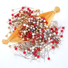 50/100pcs/Lot mini plastic berry artificial flower red cherry pearlescent stamen wedding Christmas Cake Box Wreaths Decoration