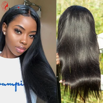 

4x4/2x4 Lace Front Human Hair Wigs Brazilian Long Straight Human Hair Wigs Lace Frontal Wig Pre Plucked With Baby Hair Black