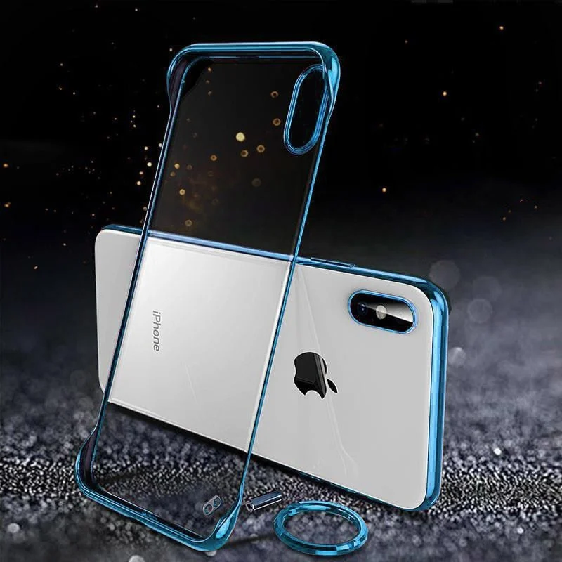 For iPhone Xr XS Max 7 8 6S 6 Plus 11 2019 Case Plating Transparant Frameless Hard PC Cover Pro max Finger Ring |