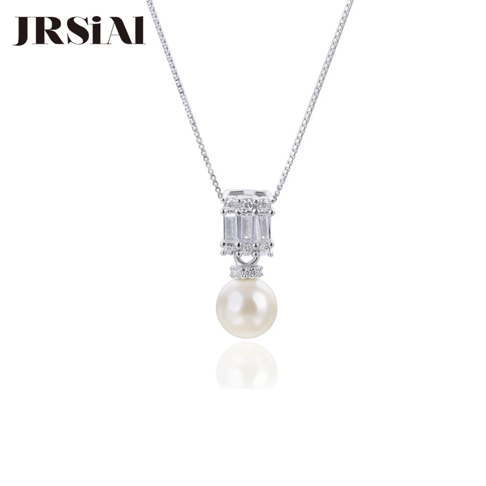 

JRSIAL 925 Sterling Silver Zircon Pearl Pendant Woman Shell Beads Simple Personality Necklace Popular Clavicle Chain JRP0104