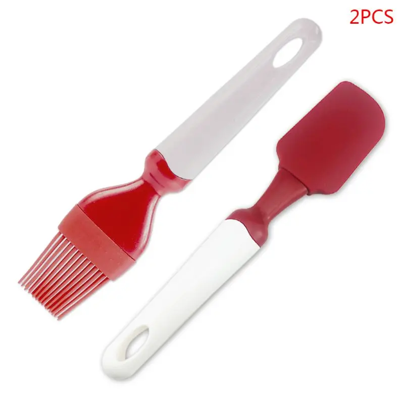 

2pcs Silicone Spatula Cake Cream Butter Pastry Mixing Scraper Baking Oil Brush