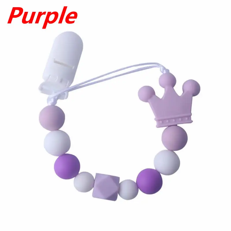 Purple Товары для детей, силиконовая соска, цепь, Прорезыватель зубов для младенцев, анти-капля, анти-потеря, цепи, подарки для купания новорожденных - Цвет: Purple