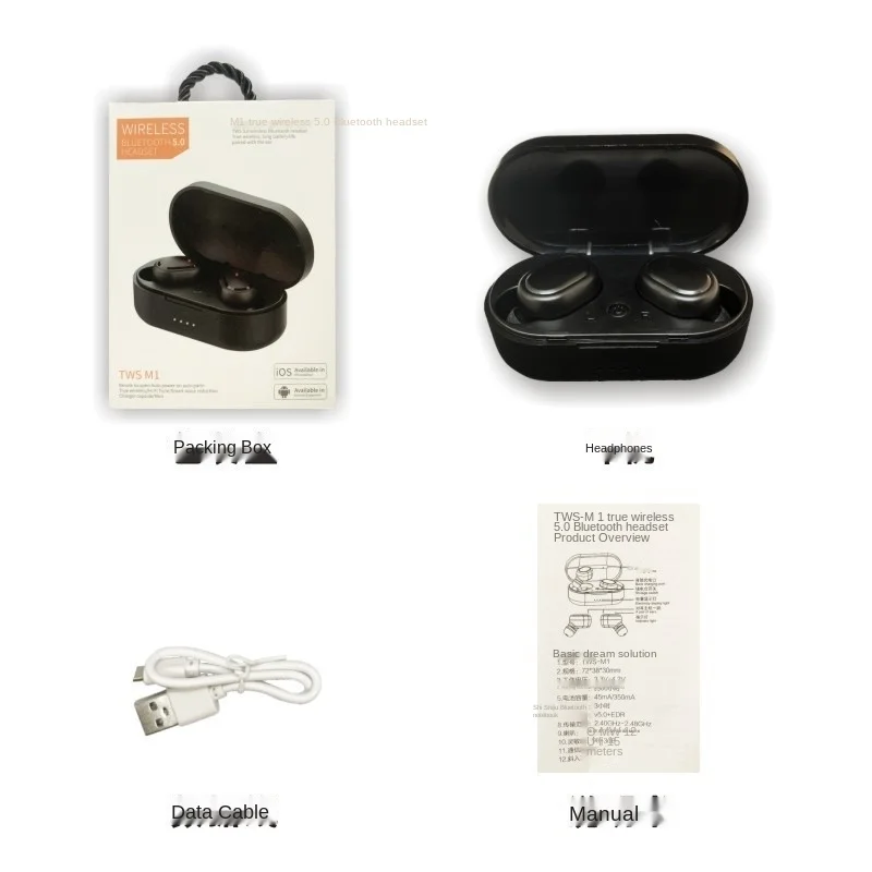 Free shipping Macaron TWS M1 Bluetooth 5 0 earbuds movement With portable charging compartment Wireless mini earphone