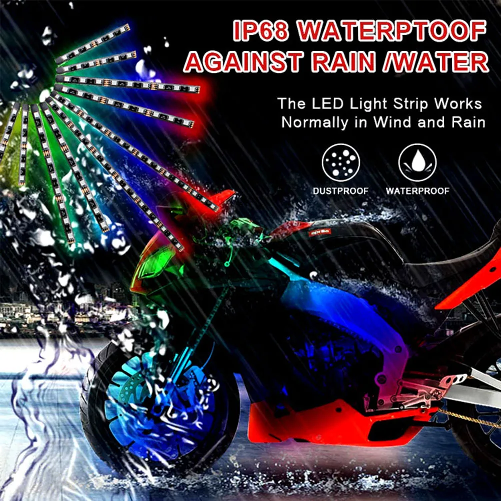 Lot De 6 Kits D'éclairage LED Pour Moto, Bande Lumineuse LED Multicolore  Étanche Pour Moto, Synchronisation De La Musique Et Lumières LED RVB Pour  Motos, 12 V - Temu Belgium