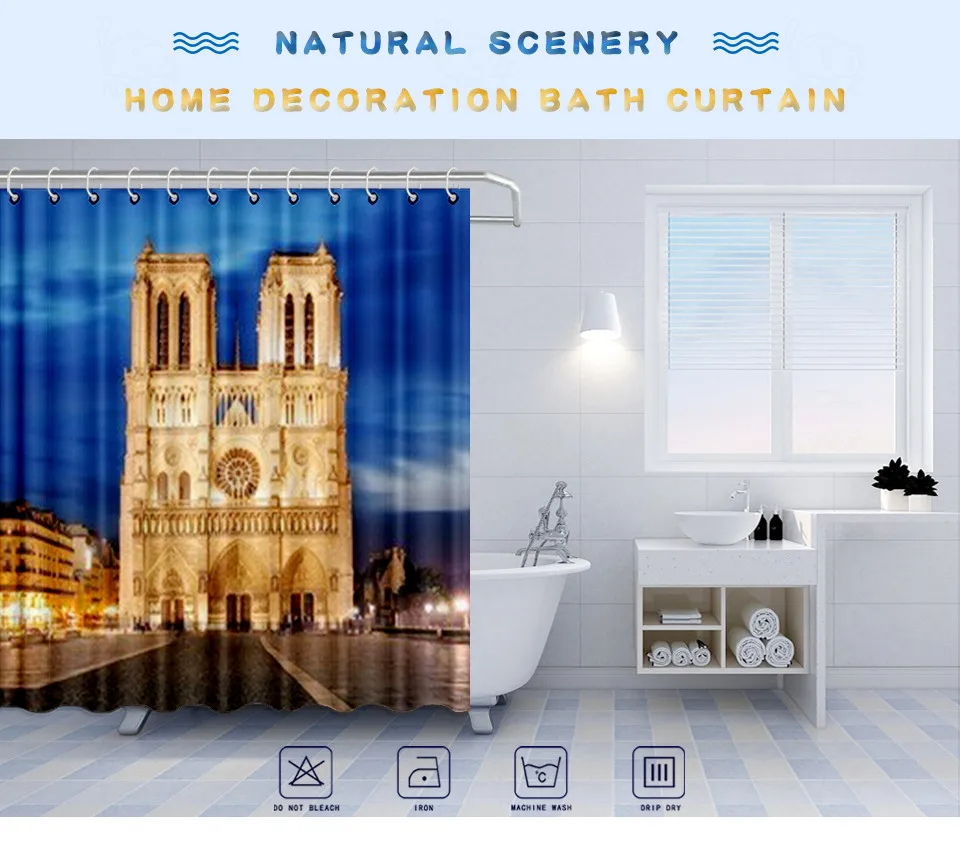 Nyaa Notre Dame De Paris занавески для душа Париж Франция водостойкая полиэфирная ткань занавески для ванной комнаты для домашнего декора