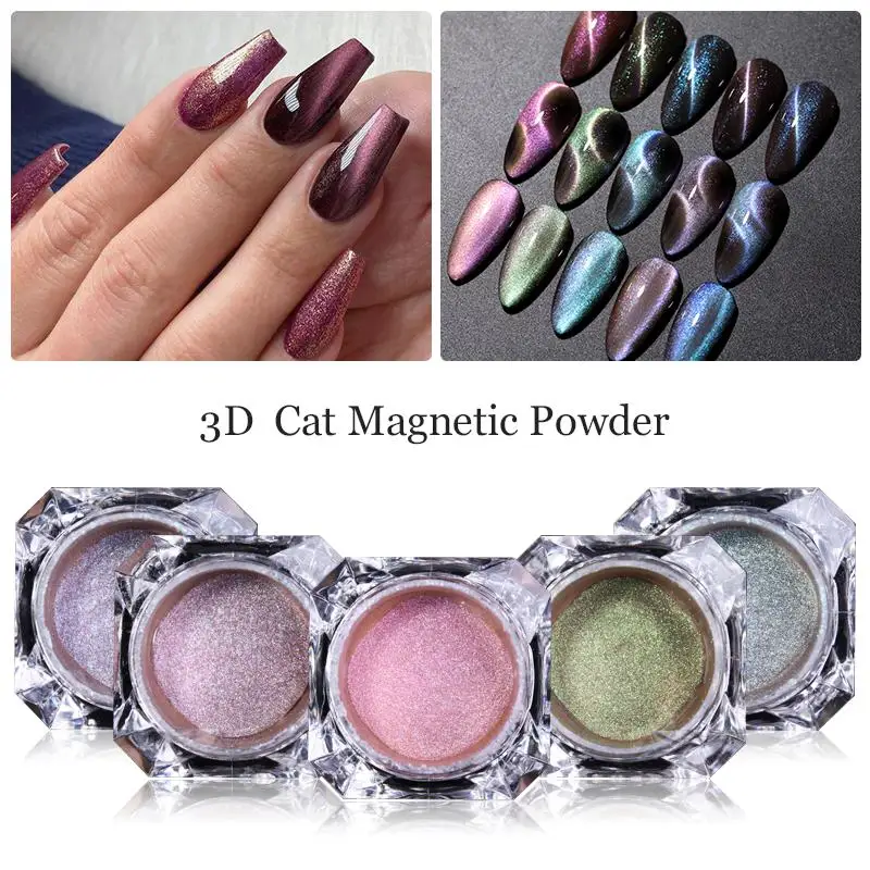 1Box 3D Cat Nail Chrome Powder Shinny Nail Art Glitter