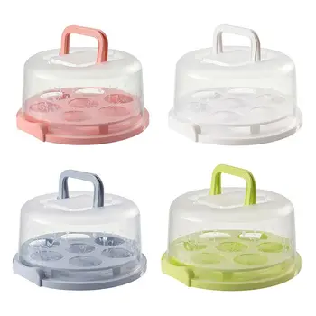 

Portable Plastic Round Sealed buckle Cupcake Container Dessert Cake Storage Box Kitchen Supply for travel or home use