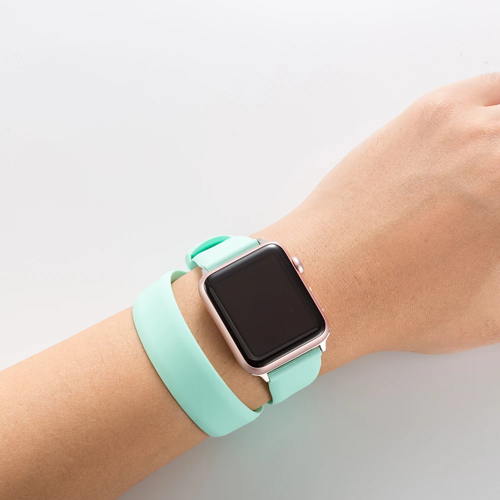 Новое двойное кольцо силиконовый ремешок для часов Apple Watch SE 6 5 4 44 мм 40 модный