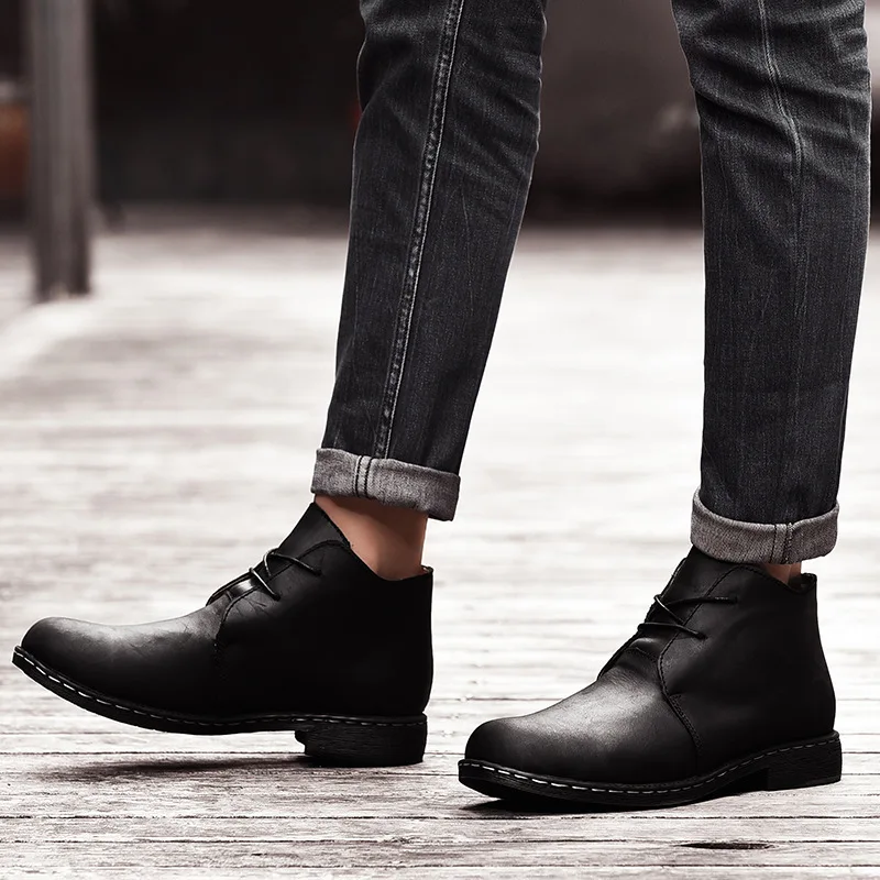 

Autumn And Winter New Style Mid-top Men's Boot MEN'S Leather Shoes Outdoor Martin Boots Mid-top Large Size Yards 47 MEN'S SHOES