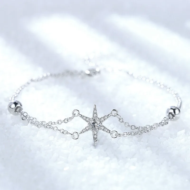 Циркон шестиконечная звезда браслет подходит Pandora браслет для девочек для женщин ювелирные изделия Модные Браслеты Аксессуары Pulseira Pulseras Muje