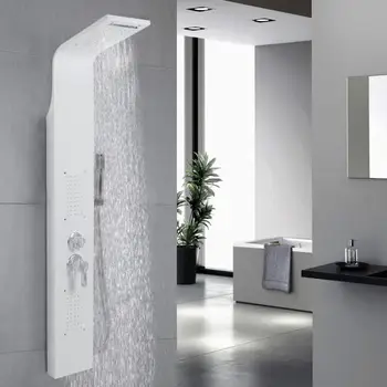 

Rain Waterfall Shower Head Shower Column Panel Wall Mount Massage Jets Para Bathroom Shower Douche Column Bathing screen