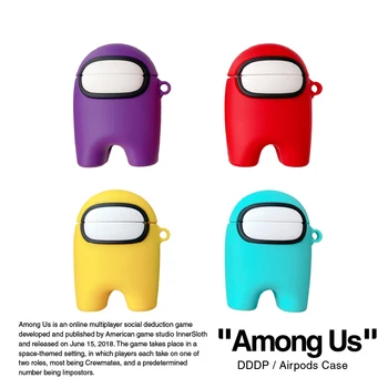 

Soft Protective Silicone Case For Airpods 1/2 pro cute among us character fun gadget with keychain carabiner hook accessories