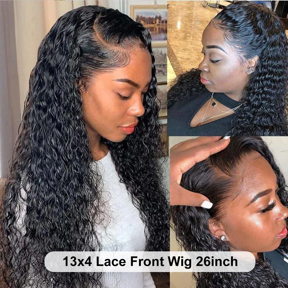 YYong 32 30 Inch Transparent Water Wave Lace Front Human Hair Wigs For Women 4x4 Closure Wig & 13x4 Lace Frontal Wig Pre Plucked