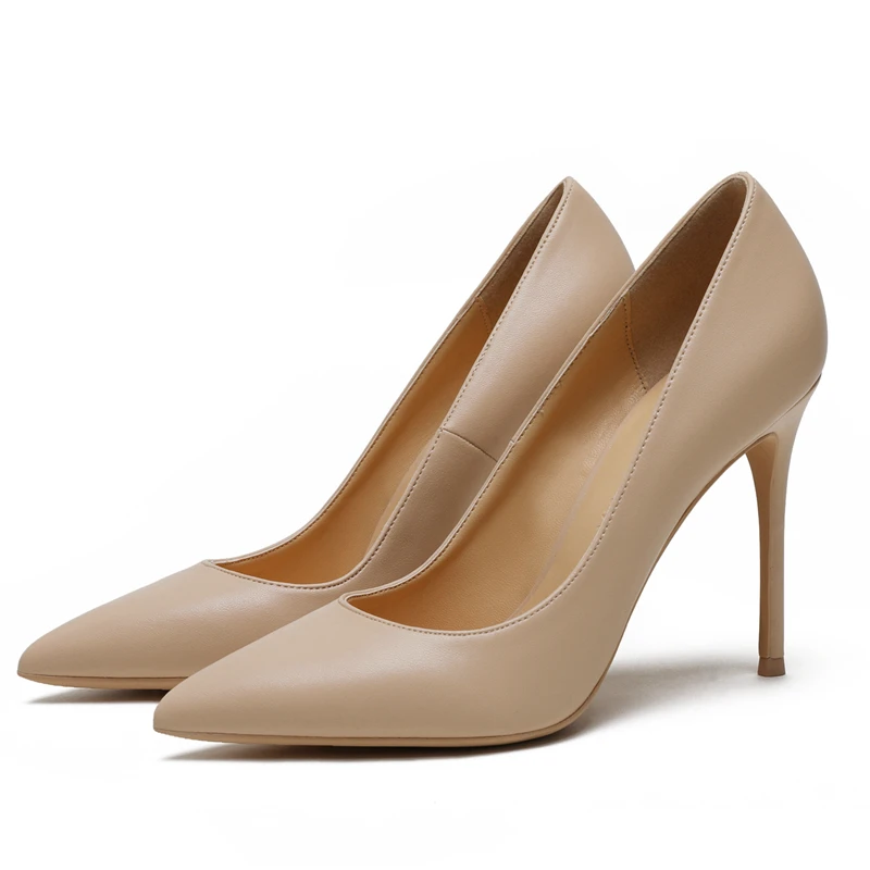 

Lady Thin Heels Pumps Mature Office Lady Pumps Pointed Toe High Heels Women Shoes Four Season Sheepskin Leather Shoes F0005