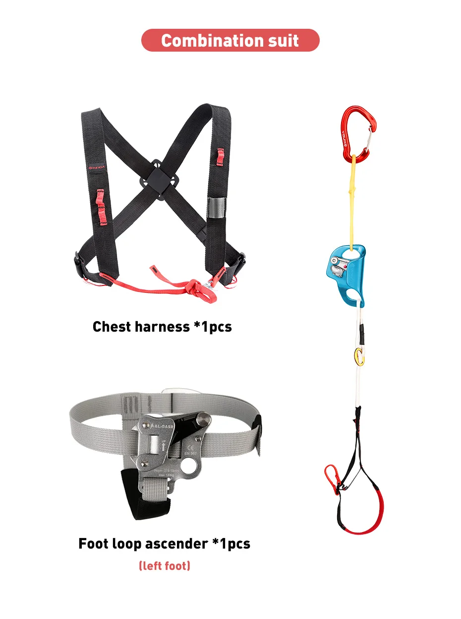 Alomejor Foot Ascender Pedal type Rope Grab Riser for Safety Outdoor Mountaineering Tree Rock Climbing 