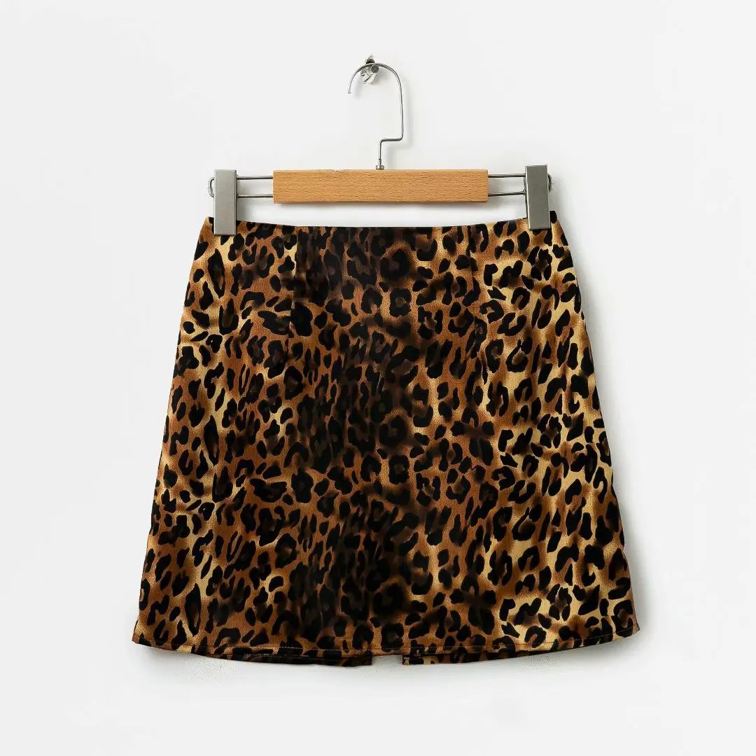 

Fashion Slimming 2018 New Style High-waisted Leopord Pattern Skirt Autumn And Winter A- line Short Skirt Skirt Fashion Base Skir