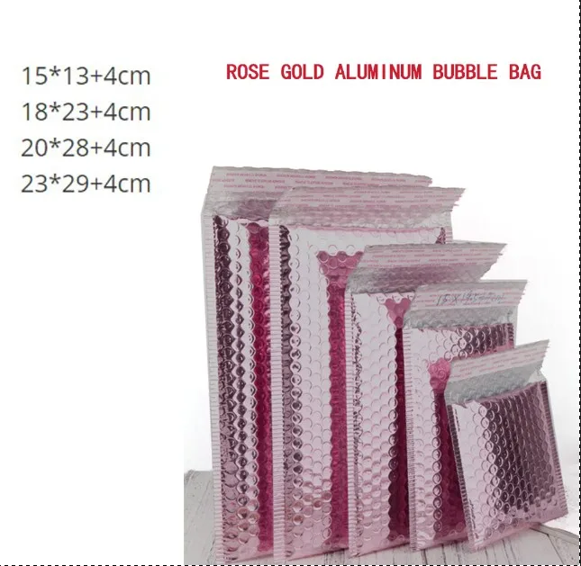 Bolsas de sobres de espuma de oro rosa, 10 Uds., sobres acolchados con sello automático, sobres con bolsa de correo de burbujas